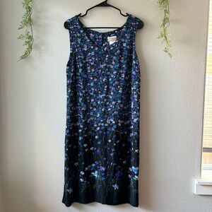 Coldwater Creek Dress Dark Floral Fairy Cottagecore Whimsy Size 12 Made in USA